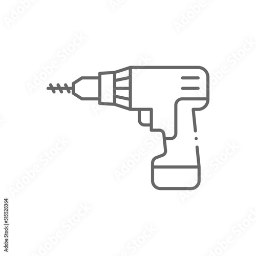 Cordless drill vector icon. line sign for mobile concept and web design. Electric screwdriver glyph icon. Symbol, logo illustration. Vector graphics