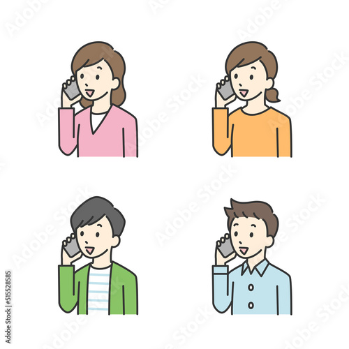 電話をしている男女のイラスト