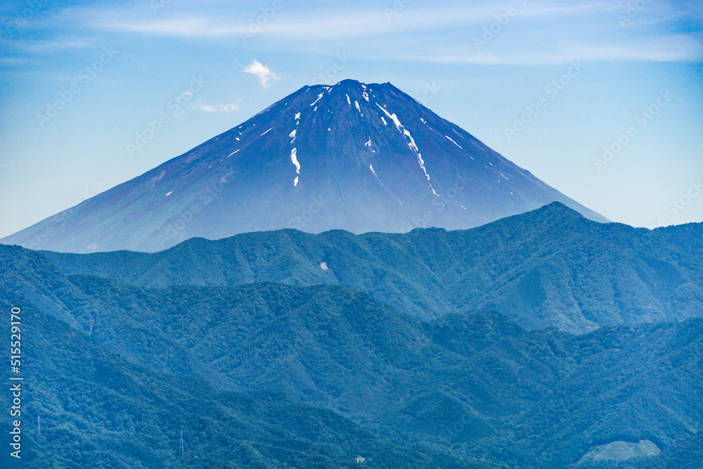 山梨県の甲府盆地と富士山