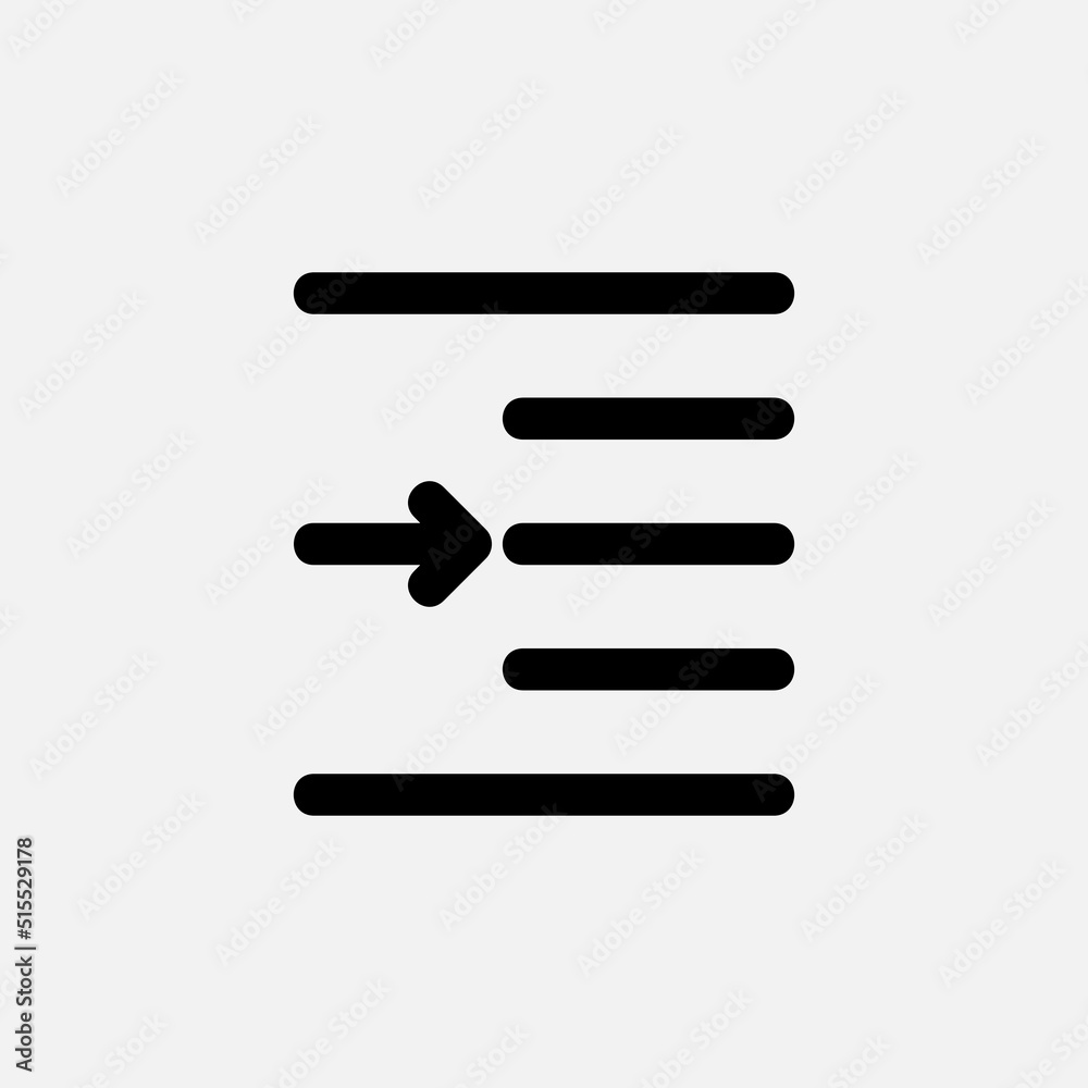 Right indent icon in line style about text editor, use for website mobile app presentation Right indent icon in line style about text editor, use for website mobile app presentation