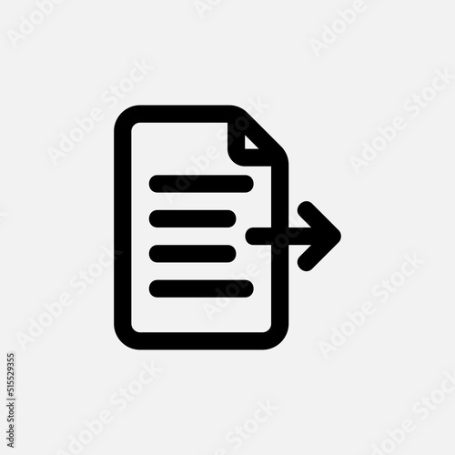 Export document icon in line style about text editor, use for website mobile app presentation