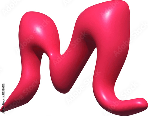M 3d logo. M letter in 3d style with red and white background.