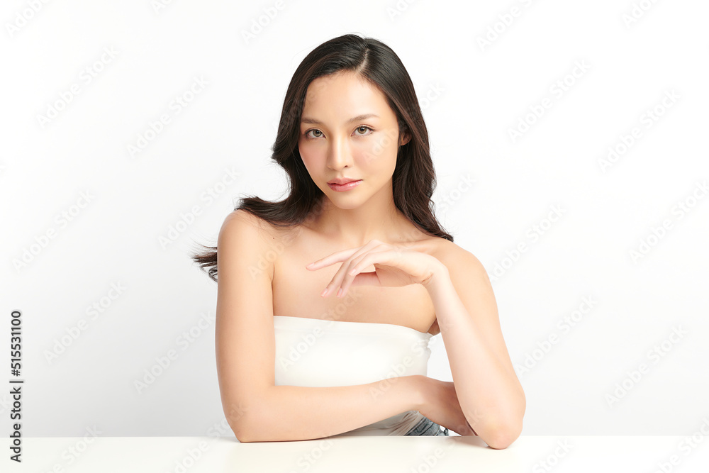 Beautiful young asian woman with clean fresh skin on white background, Face care, Facial treatment, Cosmetology, beauty and spa, Asian women portrait. Beautiful young asian woman with clean fresh skin on white background, Face care, Facial treatment, Cosmetology, beauty and spa, Asian women portrait.