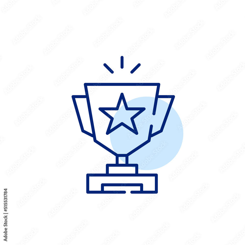 Winner shining trophy cup with a star on it. Pixel perfect, editable stroke line art icon Winner shining trophy cup with a star on it. Pixel perfect, editable stroke line art icon