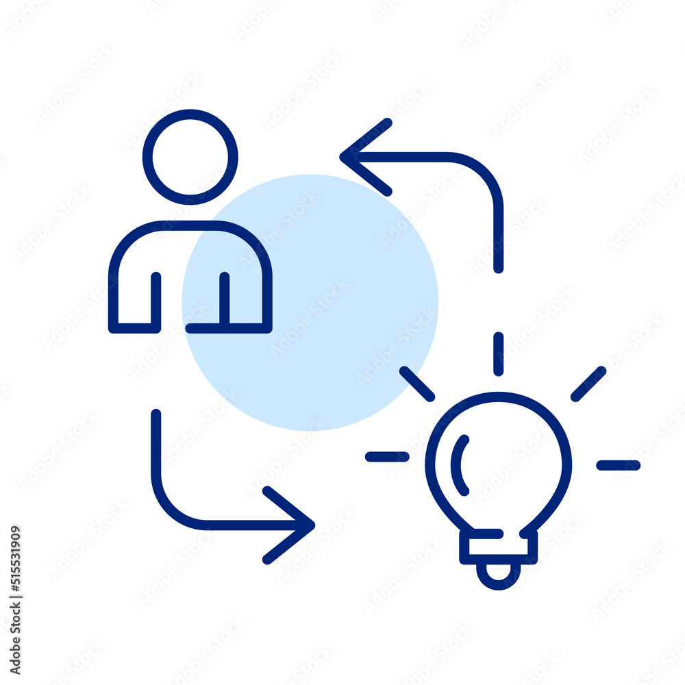 Sharing ideas and creativity in work process. Pixel perfect editable stroke line art icon Sharing ideas and creativity in work process. Pixel perfect editable stroke line art icon