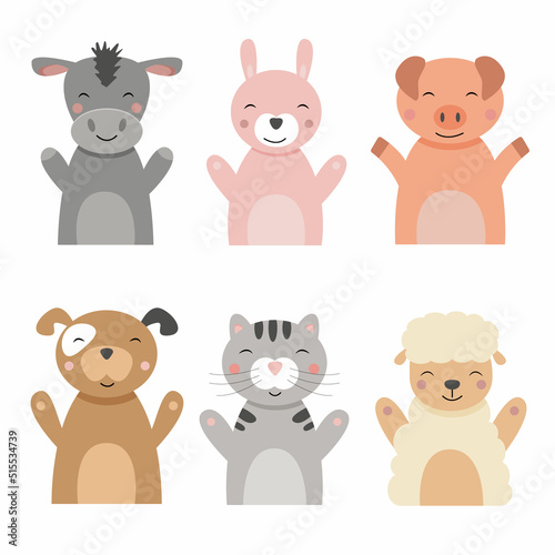 Set of cute pets on a white background. Vector illustration for your design.