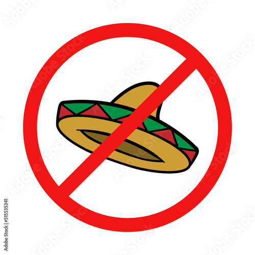 Vector No Sombrero Sign on White Background
