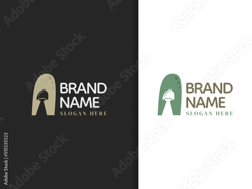 ufo logo design and letter A, simple abstract illustration