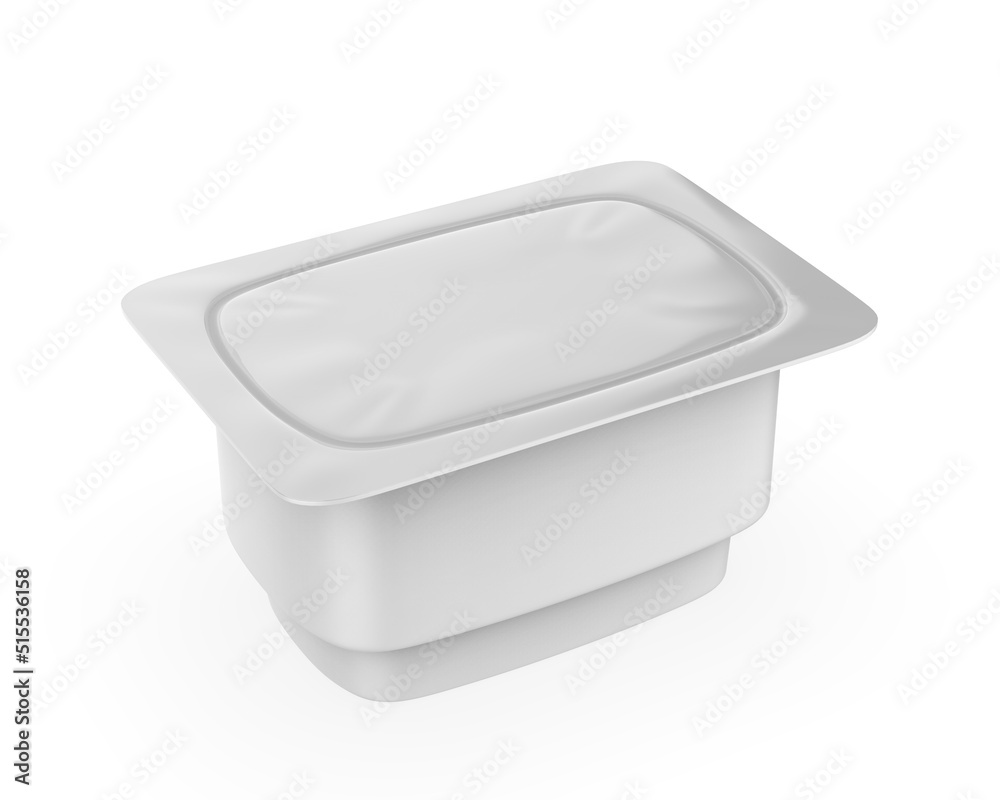 Blank yogurt, ice cream or sour cream package container with lid. isolated. Template for your design. 3d render illustration. Blank yogurt, ice cream or sour cream package container with lid. isolated. Template for your design. 3d render illustration.