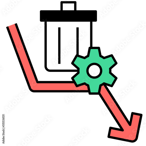 reduce waste black thin outline icon