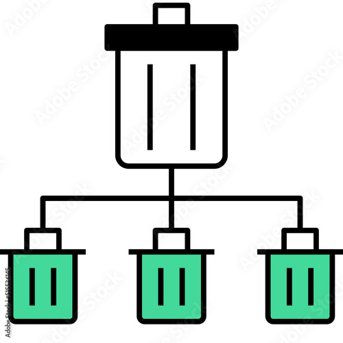 separated bin black thin outline icon