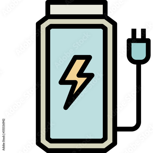 rechargeable battery black outline filled color icon