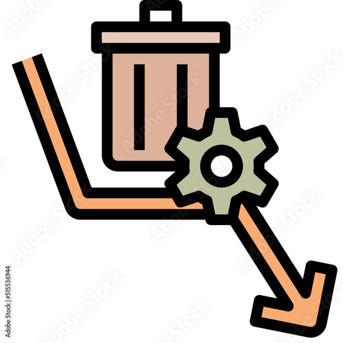 reduce waste black outline filled color icon