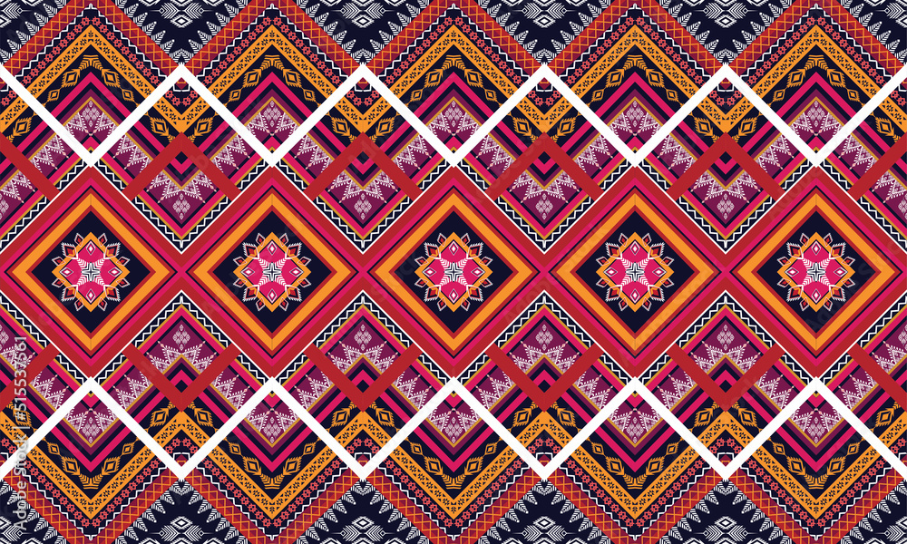 Geometric ethnic flower pattern for background,fabric,wrapping,clothing,wallpaper,Batik,carpet,embroidery style. Geometric ethnic flower pattern for background,fabric,wrapping,clothing,wallpaper,Batik,carpet,embroidery style.