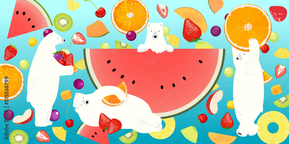 Polar bears with fruits. Now preparation