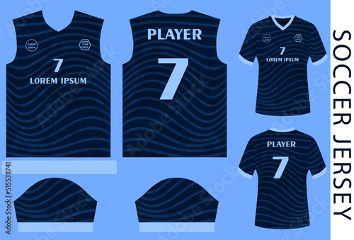 soccer jersey design template with mockup and pattern