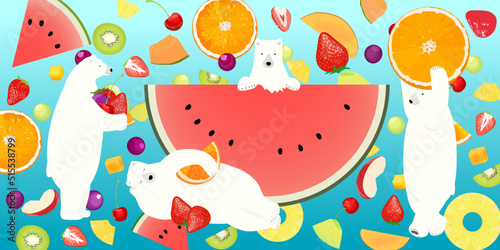 Polar bears with fruits. Now preparation