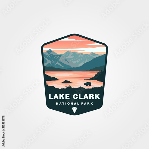lake clark national park logo patch vector illustration design, vintage national park logo design