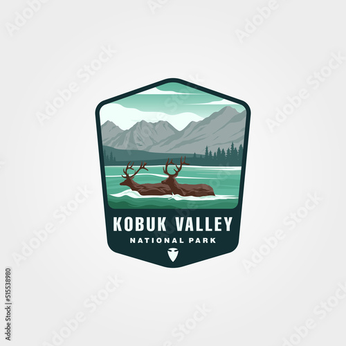 kobuk valley national park vintage emblem illustration design, united states national park collection design photo