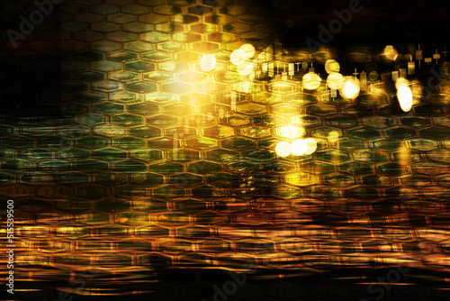 ornament golden light with dark black abstract background