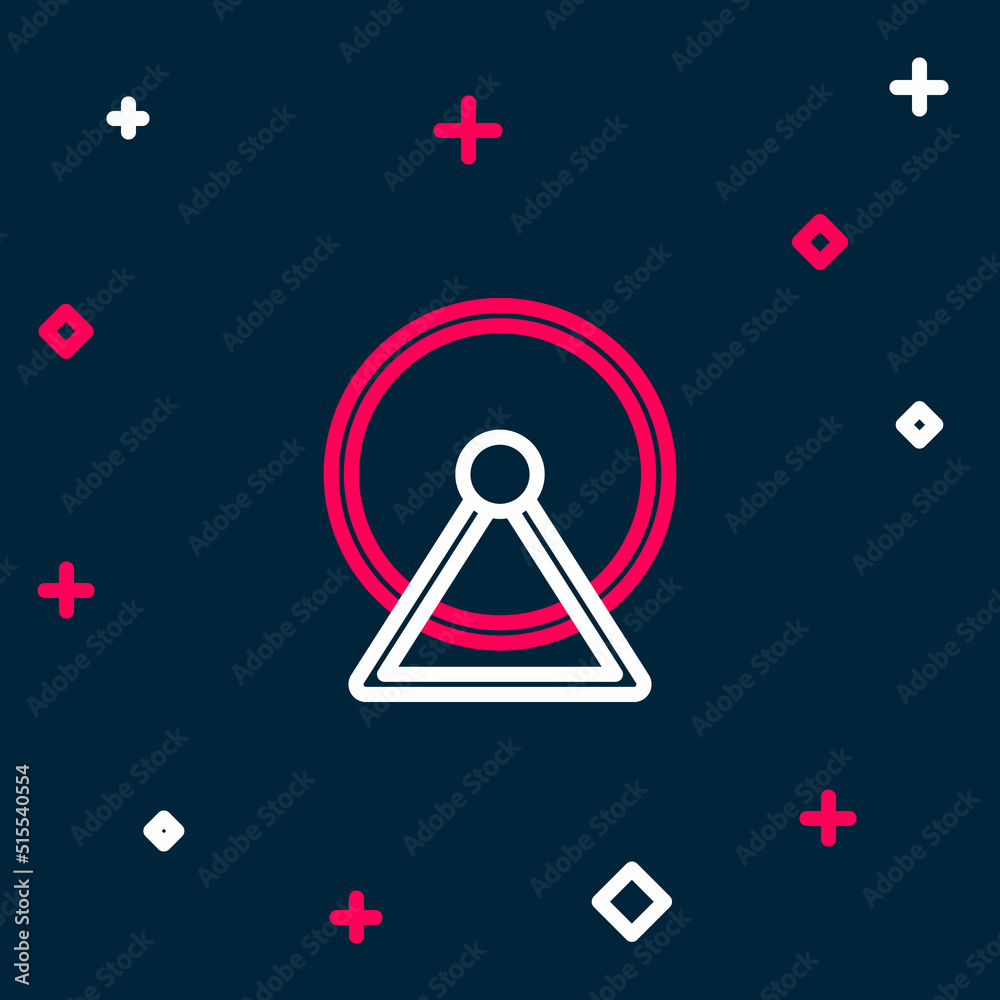 Line Hamster wheel icon isolated on blue background. Wheel for rodents. Pet shop. Colorful outline concept. Vector Line Hamster wheel icon isolated on blue background. Wheel for rodents. Pet shop. Colorful outline concept. Vector