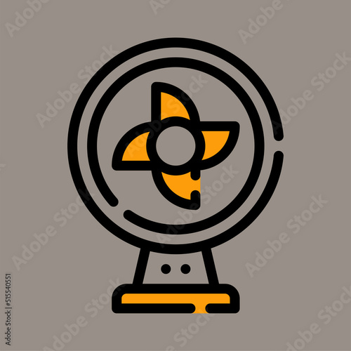 Icon, logo, vector illustration of a fan isolated on gray background. suitable for electronics, patterns and logos.