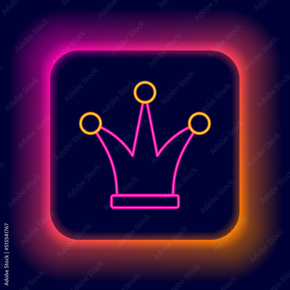 Glowing neon line Joker playing card icon isolated on black background. Jester hat with bells. Casino gambling. Colorful outline concept. Vector Glowing neon line Joker playing card icon isolated on black background. Jester hat with bells. Casino gambling. Colorful outline concept. Vector