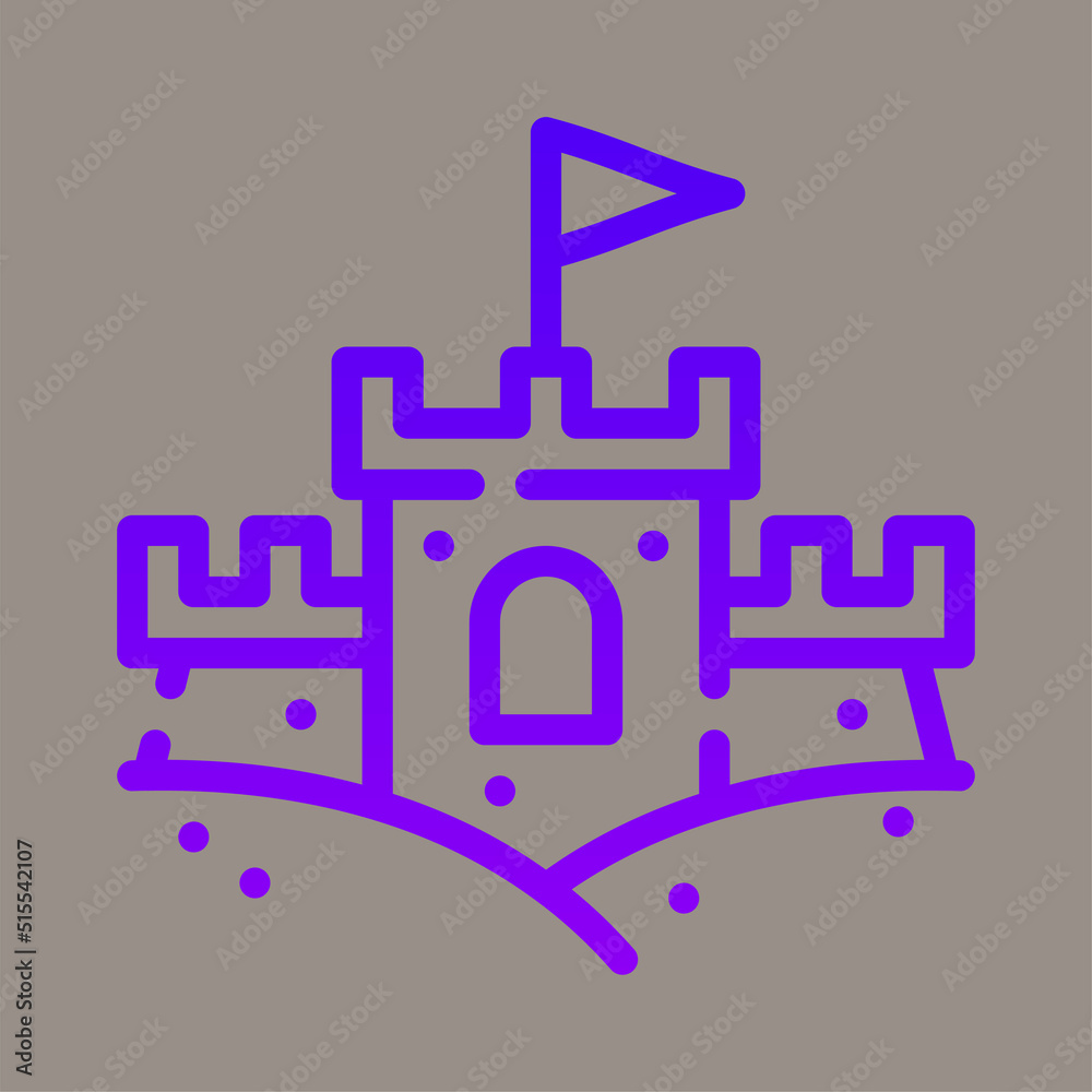 Icon, logo, vector illustration of a sand castle isolated on a gray background. suitable for children, games, designs and logos. Icon, logo, vector illustration of a sand castle isolated on a gray background. suitable for children, games, designs and logos.