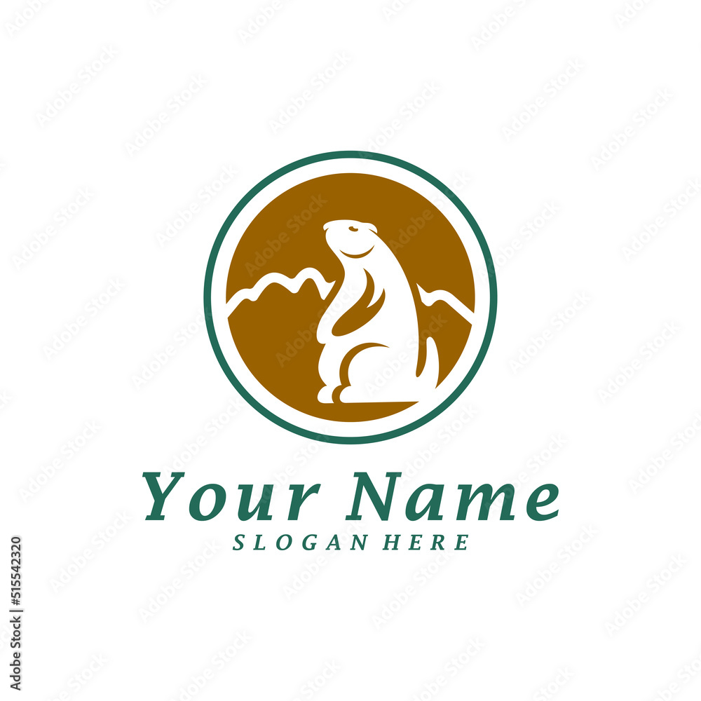 Guinea pig with Mountain Logo Design Template. Mountain with guinea pig logo concept vector. Creative Icon Symbol