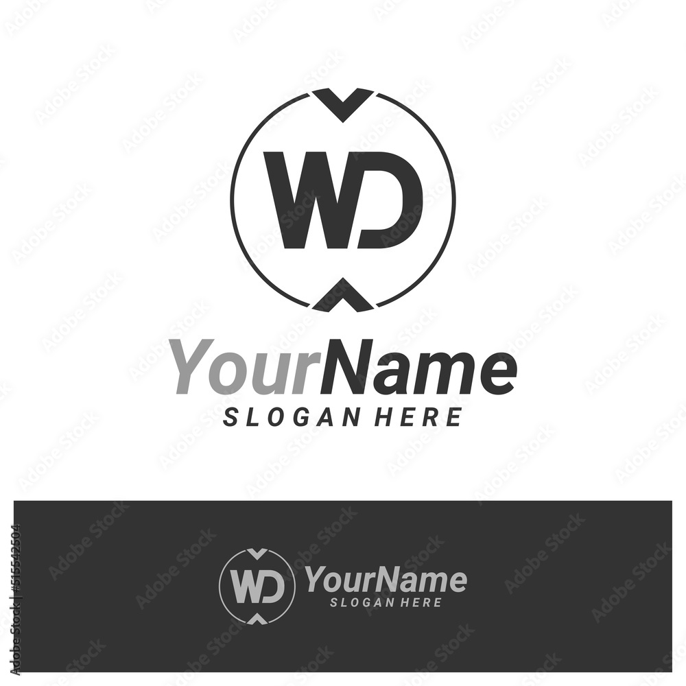 Letter WD Logo Design Template. Initial WD logo concept vector. Creative Icon Symbol Letter WD Logo Design Template. Initial WD logo concept vector. Creative Icon Symbol