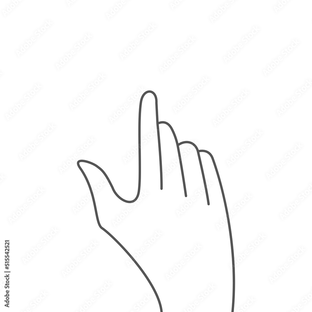 Index finger hand. Outline style. Flat vector illustration isolated on white background. Index finger hand. Outline style. Flat vector illustration isolated on white background.
