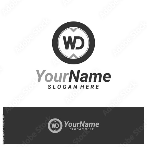 Fototapeta Naklejka Na Ścianę i Meble -  Letter WD Logo Design Template. Initial WD logo concept vector. Creative Icon Symbol