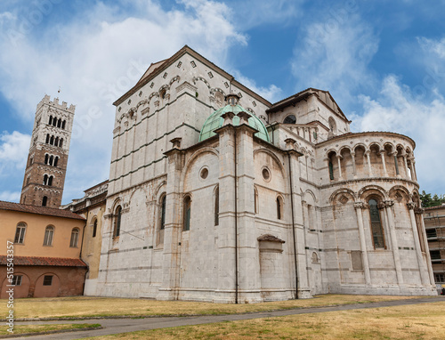 San Michele in Foro, facade of a church in Lucca, Italy