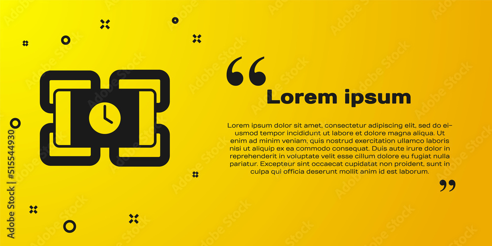 Black Detonate dynamite bomb stick and timer clock icon isolated on yellow background. Time bomb - explosion danger concept. Vector Black Detonate dynamite bomb stick and timer clock icon isolated on yellow background. Time bomb - explosion danger concept. Vector
