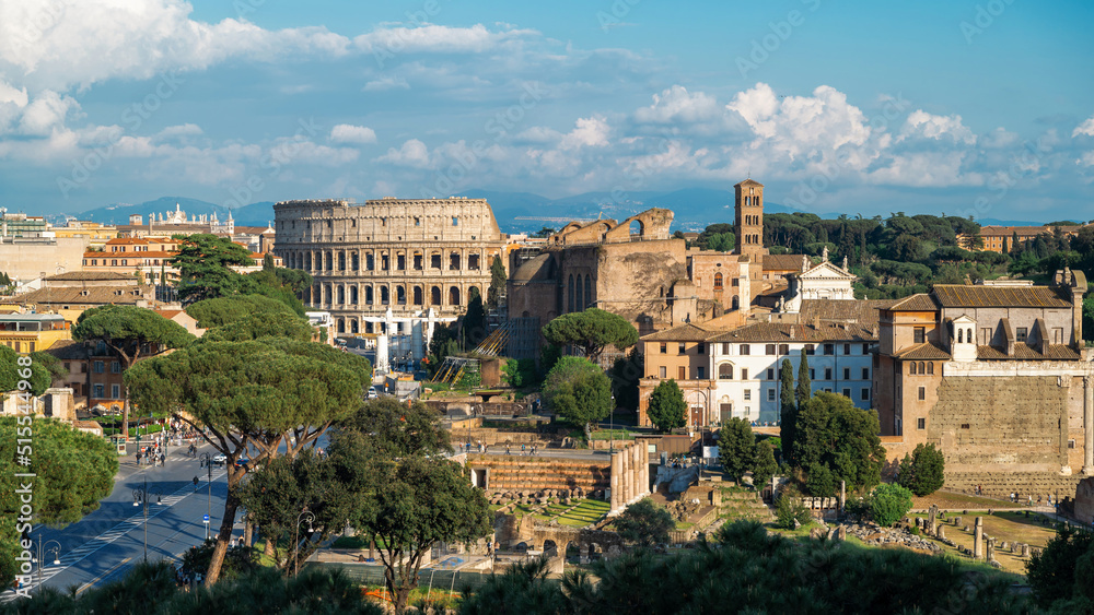 Cityscape of the Rome ancient centre, Italy