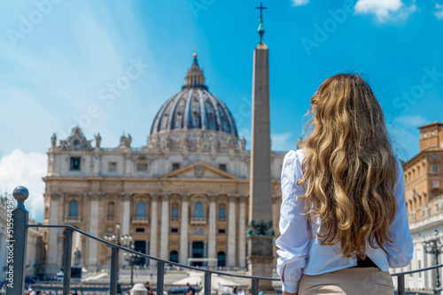 View of the woman from behind in Vatican City