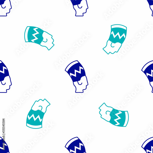 Blue Nefertiti icon isolated seamless pattern on white background. Vector