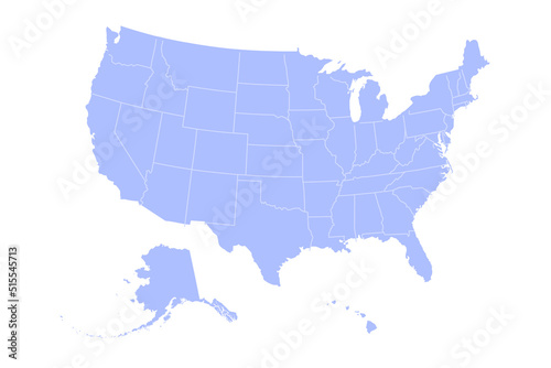 USA Map Silhouette on white background