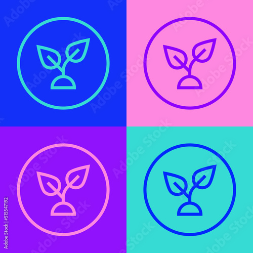 Pop art line Plant based icon isolated on color background. Vector