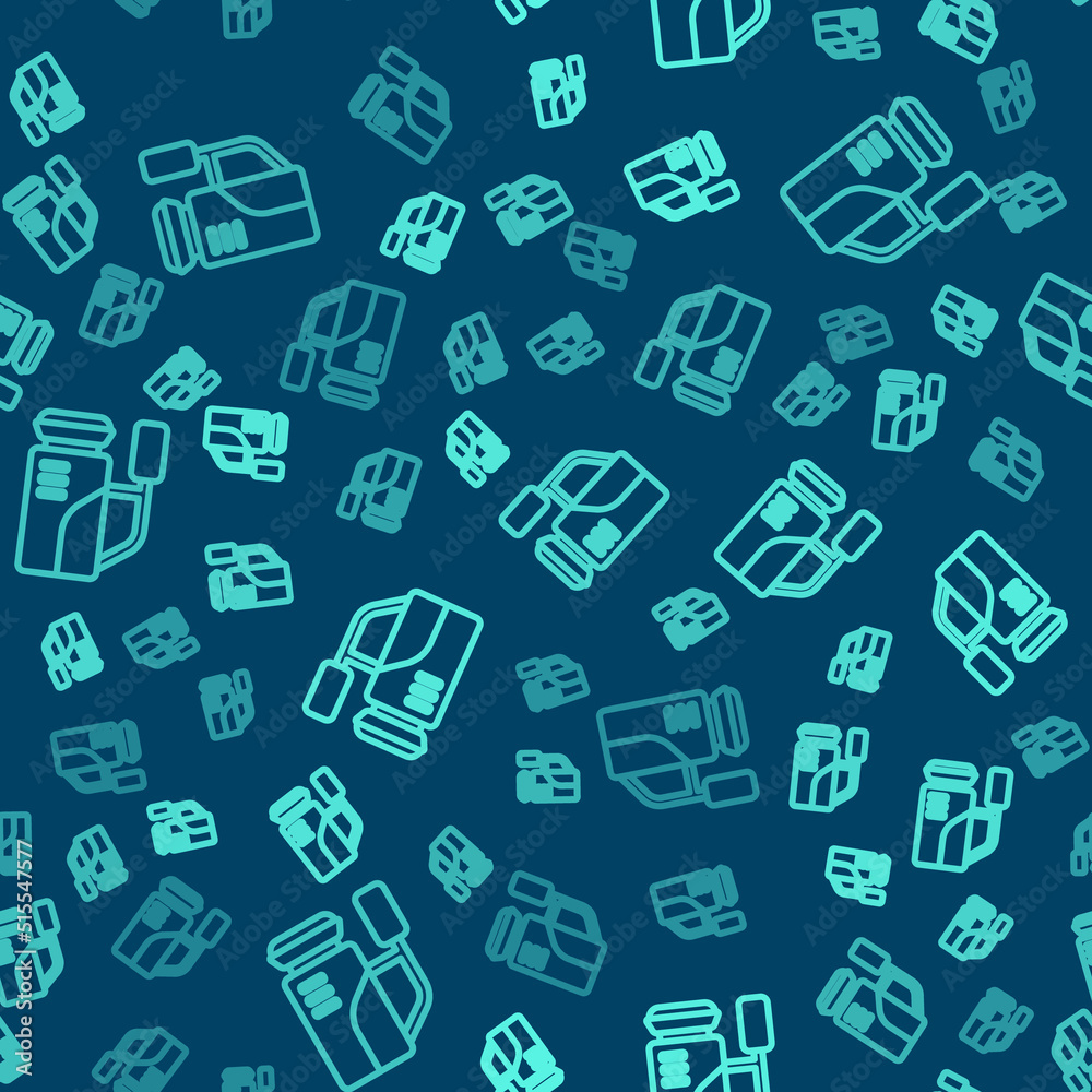 Green line Cinema camera icon isolated seamless pattern on blue background. Video camera. Movie sign. Film projector. Vector Green line Cinema camera icon isolated seamless pattern on blue background. Video camera. Movie sign. Film projector. Vector