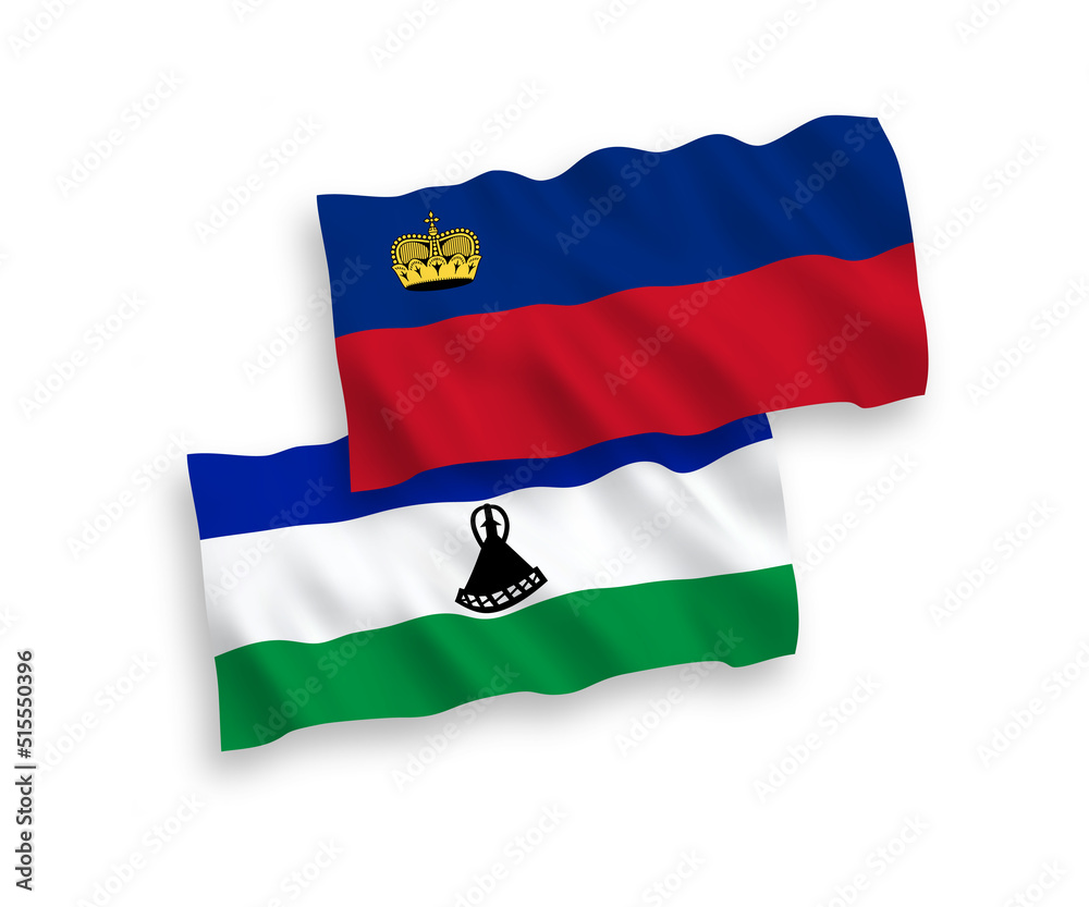 Flags of Liechtenstein and Lesotho on a white background Flags of Liechtenstein and Lesotho on a white background