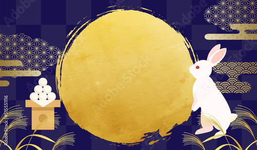 お月見のベクターイラスト背景(十五夜,art,holiday,event,japanese,japan,moon,full moon)