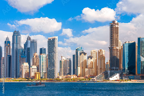 Photography 12th January 2022 - Dubai, UAE: Dubai JBR beach and towers on a cloudy day