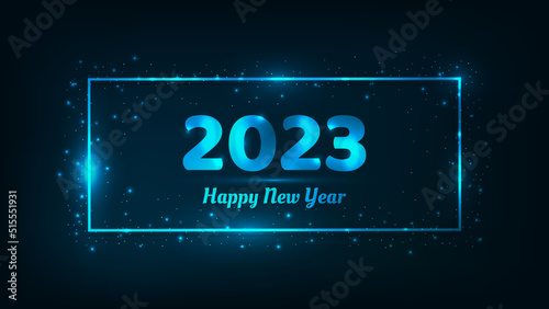 2023 Happy New Year neon background