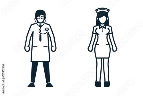 Doctor, Nurse, Uniform and People icons