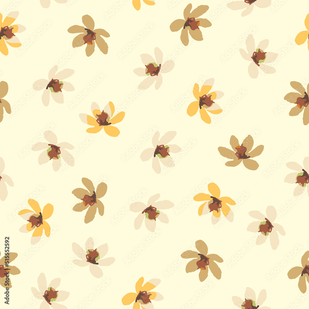 seamless cute hand drawn tiny wild flowers background , greeting card or fabric