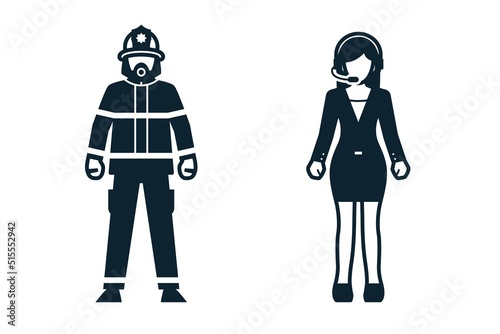 Firefighter, Fireman, Reporter, Uniform and People icons