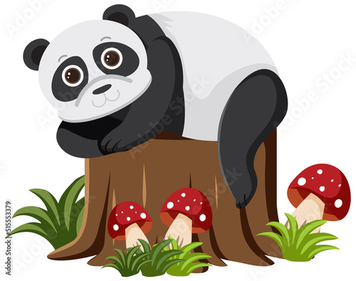 Fototapeta Naklejka Na Ścianę i Meble -  Cute panda bear in flat cartoon style