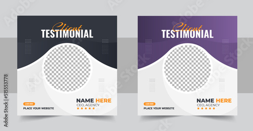 Customer feedback testimonial social media post or web banner template design