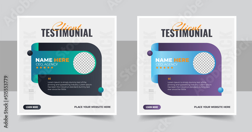 Client testimonials or customer feedback social media post web banner design